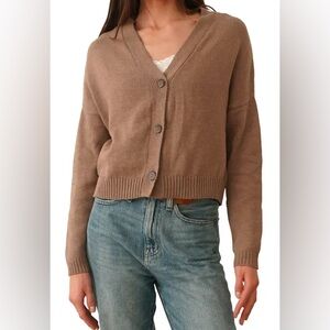 CYRUS Taupe Brown Button Down Cropped Cardigan Size M